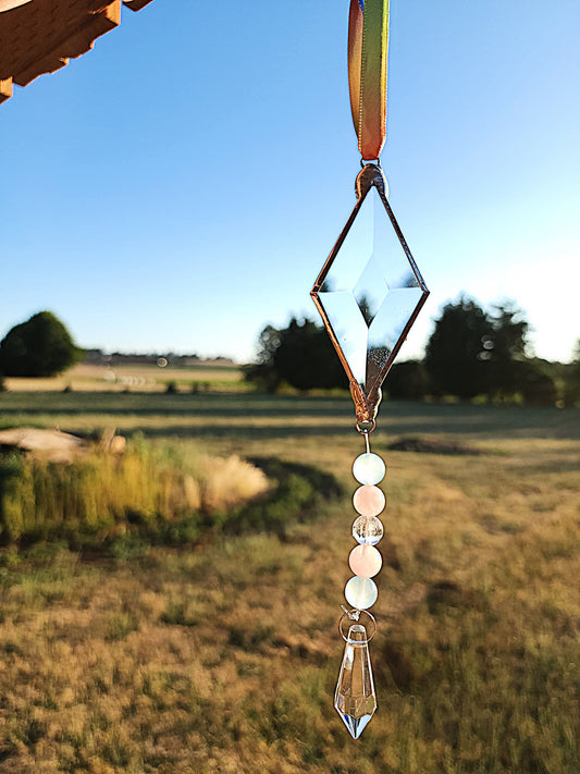 Trans Pride Beaded Kite Suncatcher
