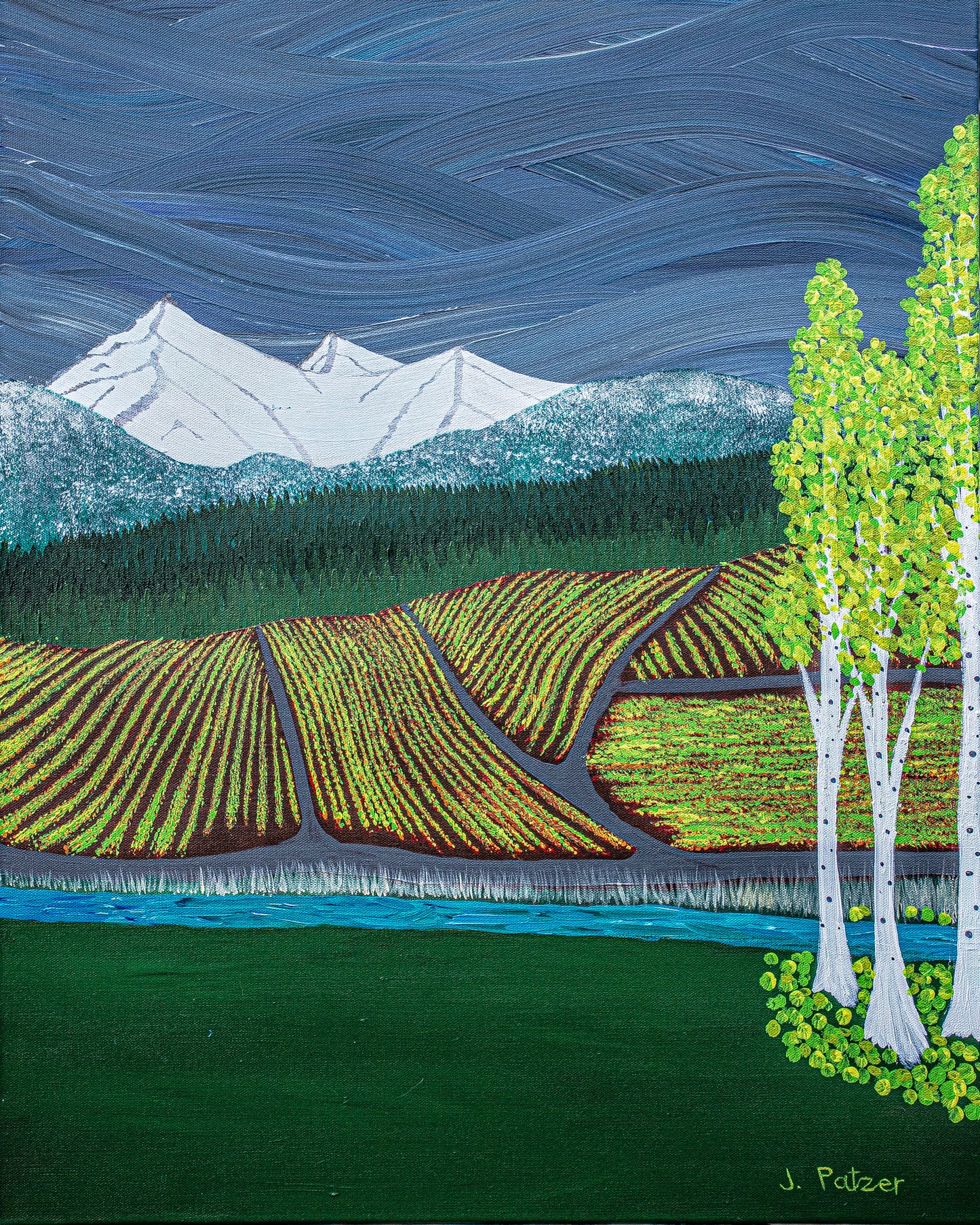 Autumn Vineyards Under Stormy Skies