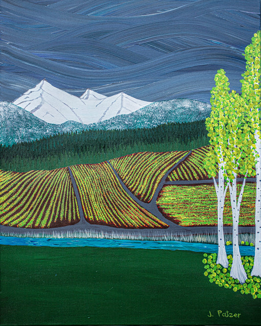 Autumn Vineyards Under Stormy Skies